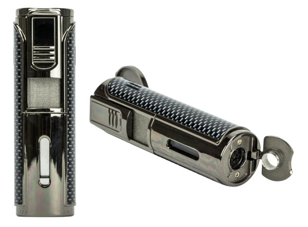 Zigarrenfeuerzeug "Passatore Giant Carbon Finish" 5er mit 8mm Ø Bohrer